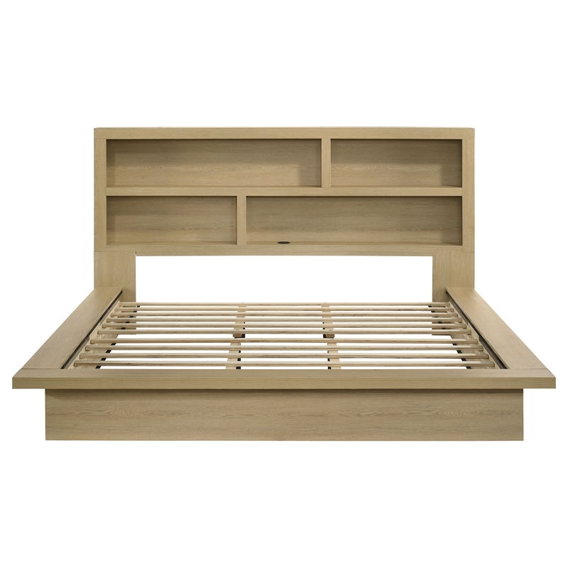 Coaster Hendricks California King Wood Bookcase Platform Bed in Light Oak