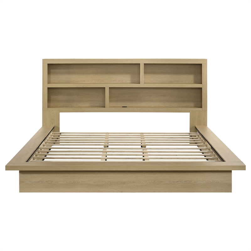 Coaster Hendricks Eastern King Wood Bookcase Platform Bed in Light Oak