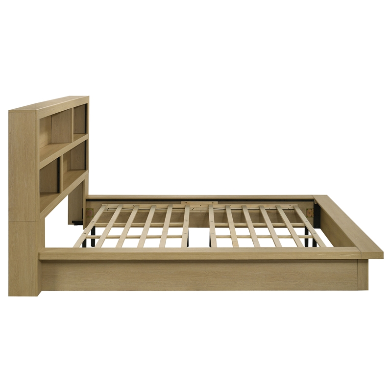 Coaster Hendricks Eastern King Wood Bookcase Platform Bed in Light Oak