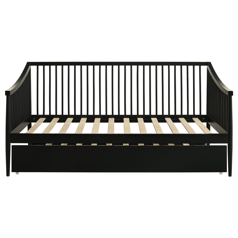 Coaster Delgado Transitional Wood Windsor Twin Daybed with Trundle in Black
