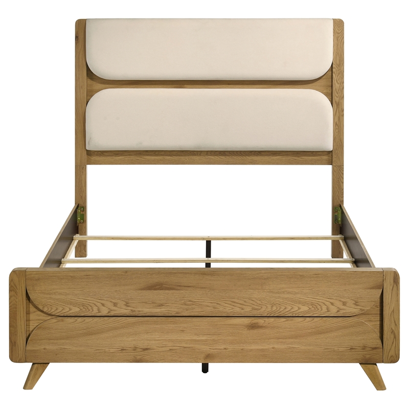 Coaster Bennett Mid-Century Queen Wood Panel Bed in Cream/Light Oak