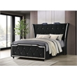 Coaster Lorient Queen LED Upholstered Velvet Wingback Bed in Black
