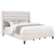 Coaster Leslie California King Upholstered Fabric Wingback Platform Bed in Beige