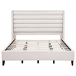 Coaster Leslie California King Upholstered Fabric Wingback Platform Bed in Beige