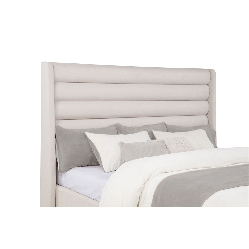 Coaster Leslie California King Upholstered Fabric Wingback Platform Bed in Beige
