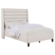 Coaster Leslie Full Upholstered Fabric Wingback Platform Bed in Beige