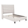 Coaster Leslie Full Upholstered Fabric Wingback Platform Bed in Beige