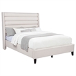Coaster Leslie Queen Upholstered Fabric Wingback Platform Bed in Beige