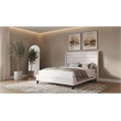 Coaster Leslie Queen Upholstered Fabric Wingback Platform Bed in Beige