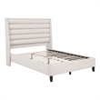 Coaster Leslie Queen Upholstered Fabric Wingback Platform Bed in Beige