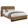 Coaster Baldacci Fabric Queen Platform Bed in Curry Yellow/Walnut