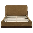 Coaster Baldacci Fabric Queen Platform Bed in Curry Yellow/Walnut