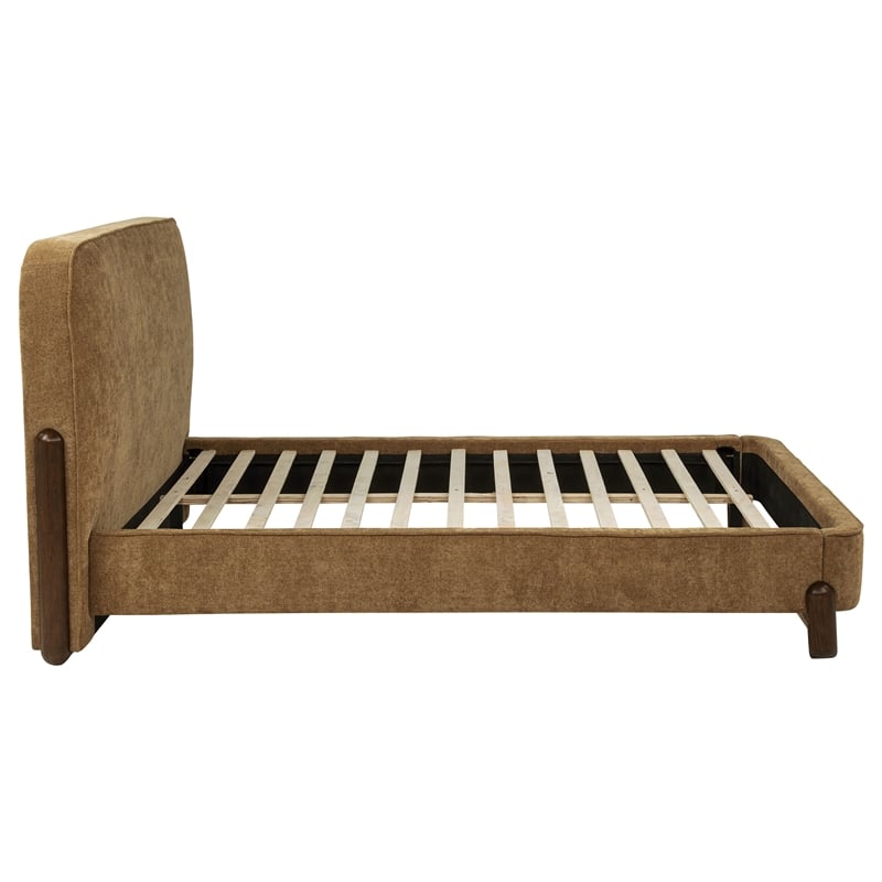 Coaster Baldacci Fabric Queen Platform Bed in Curry Yellow/Walnut
