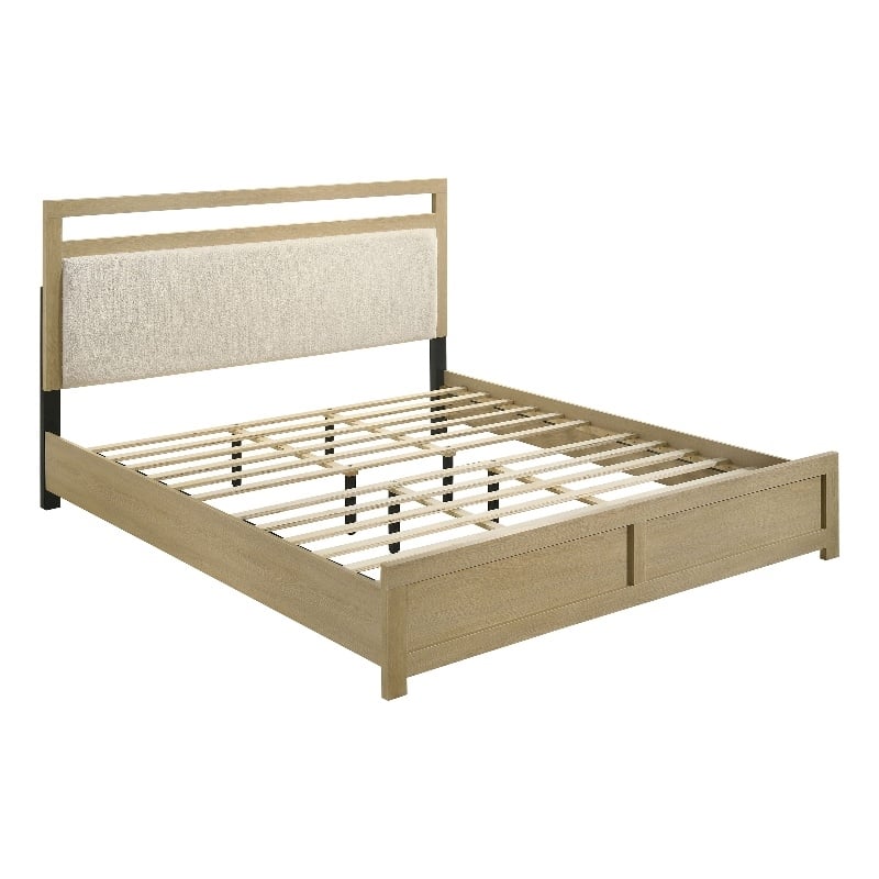 Coaster Hendricks Transitional Eastern King Wood Platform Bed in Light Oak