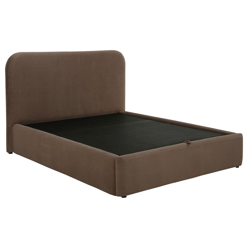 Coaster Anders Eastern King Upholstered Fabric Platform Bed in Chocolate