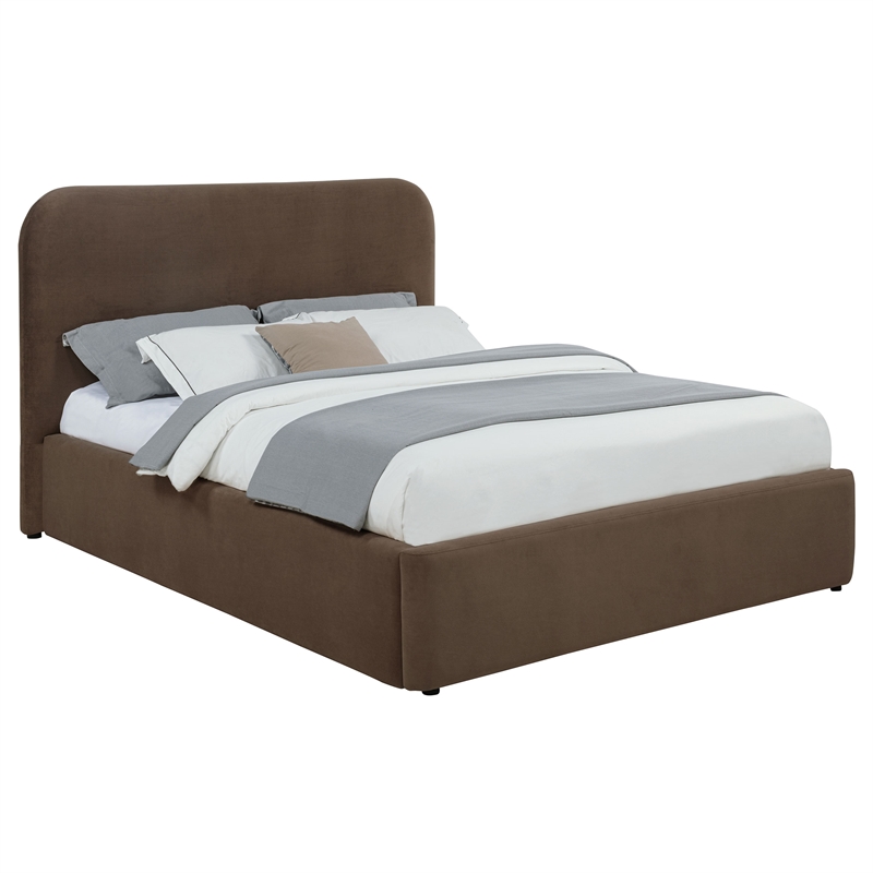 Coaster Anders Eastern King Upholstered Fabric Platform Bed in Chocolate