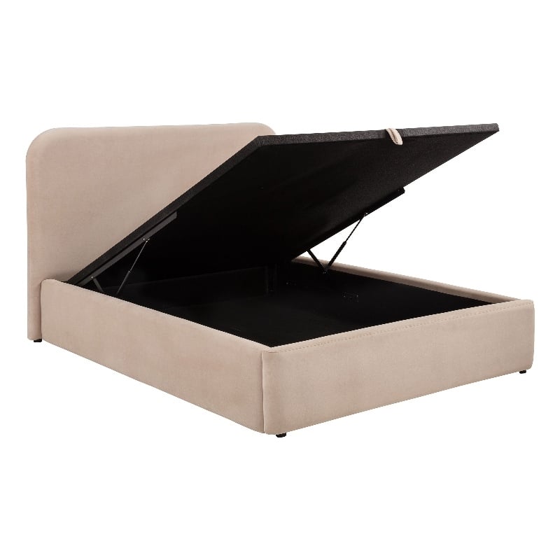 Coaster Anders Queen Upholstered Fabric Platform Bed in Beige