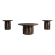 Coaster Cayenne 3-Piece Transitional Round Mango Wood Coffee Table Set in Walnut