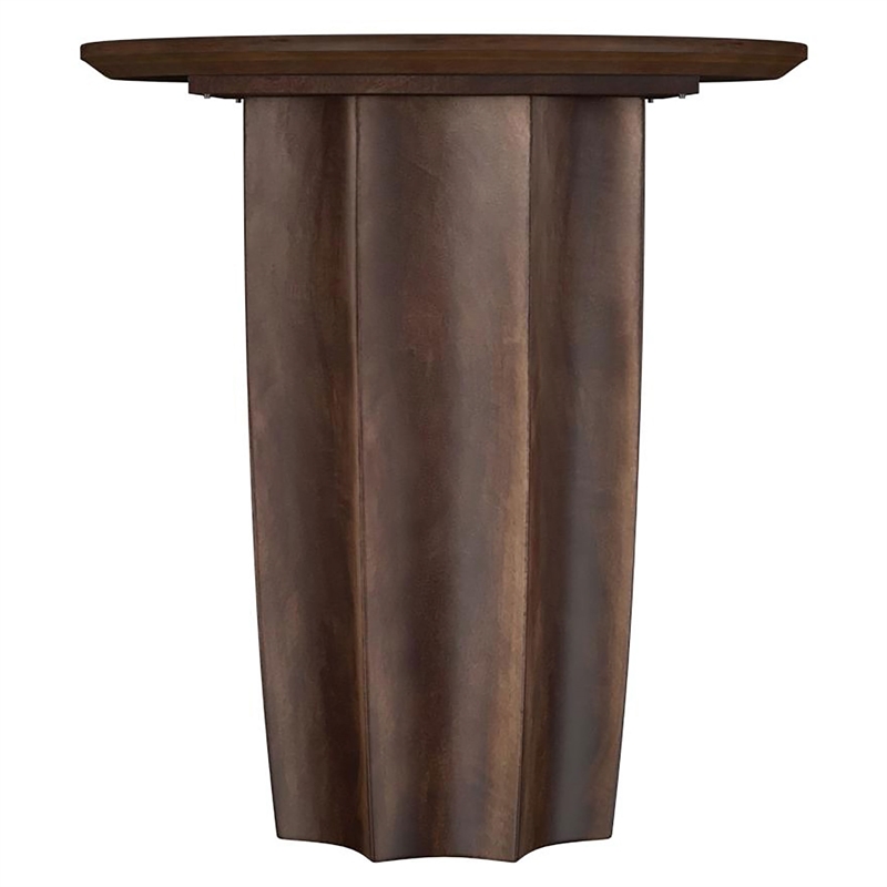 Coaster Cayenne Transitional Round Mango Wood Accent Side End Table in Walnut