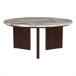 Coaster Jenna Transitional Round Marble Top Cocktail Coffee Table in Brown