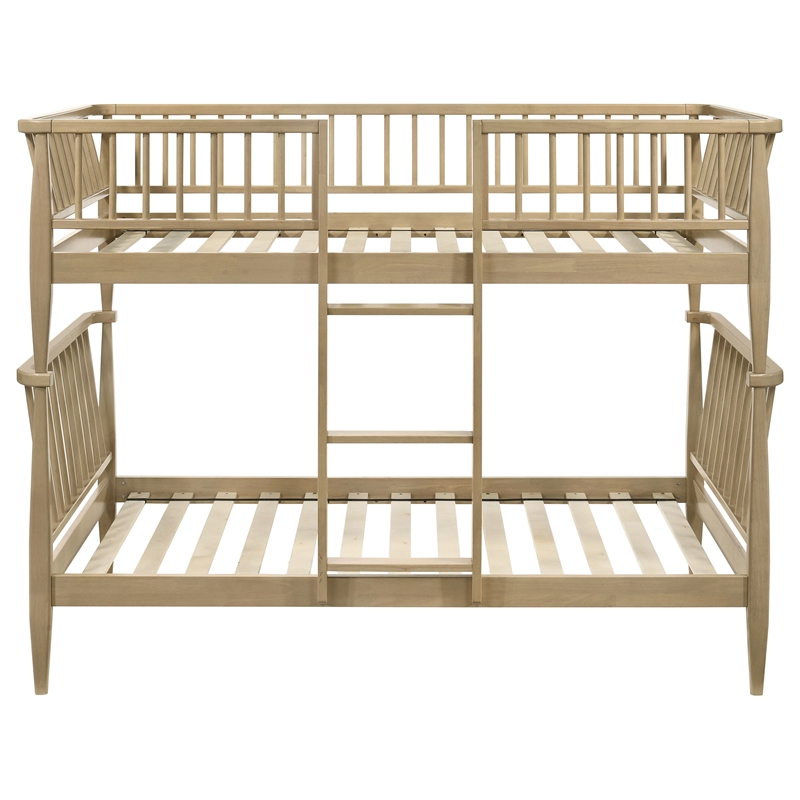 Coaster Abram Windsor Twin over Twin Wood Bunk Bed with Ladder in Almond