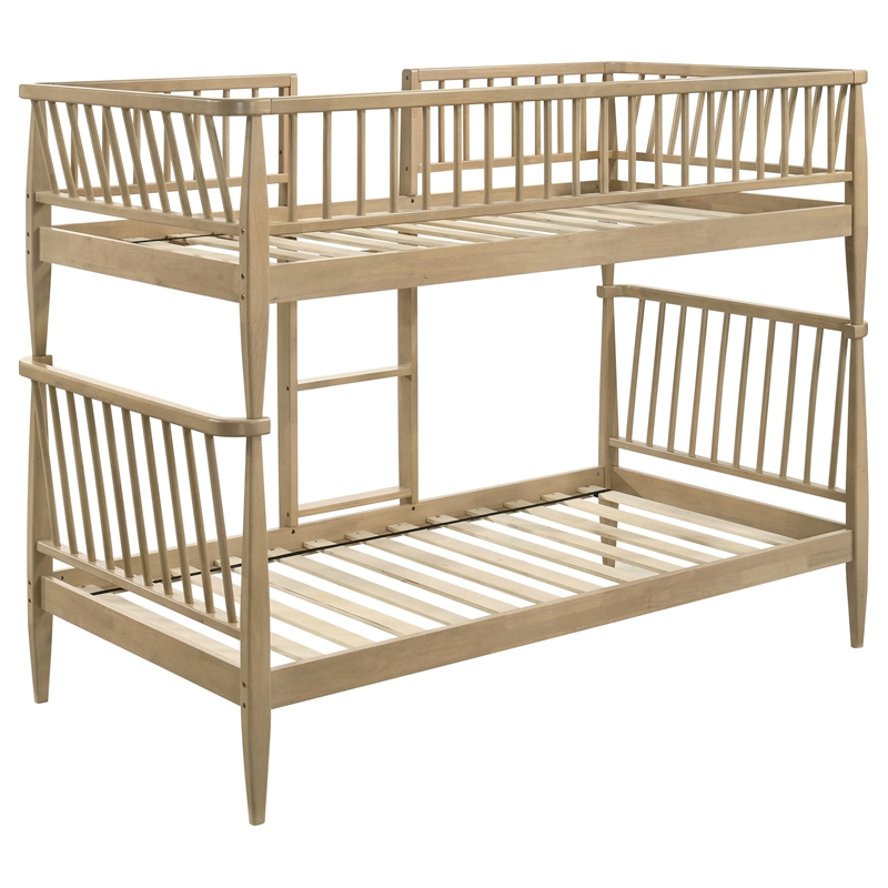 Coaster Abram Windsor Twin over Twin Wood Bunk Bed with Ladder in Almond