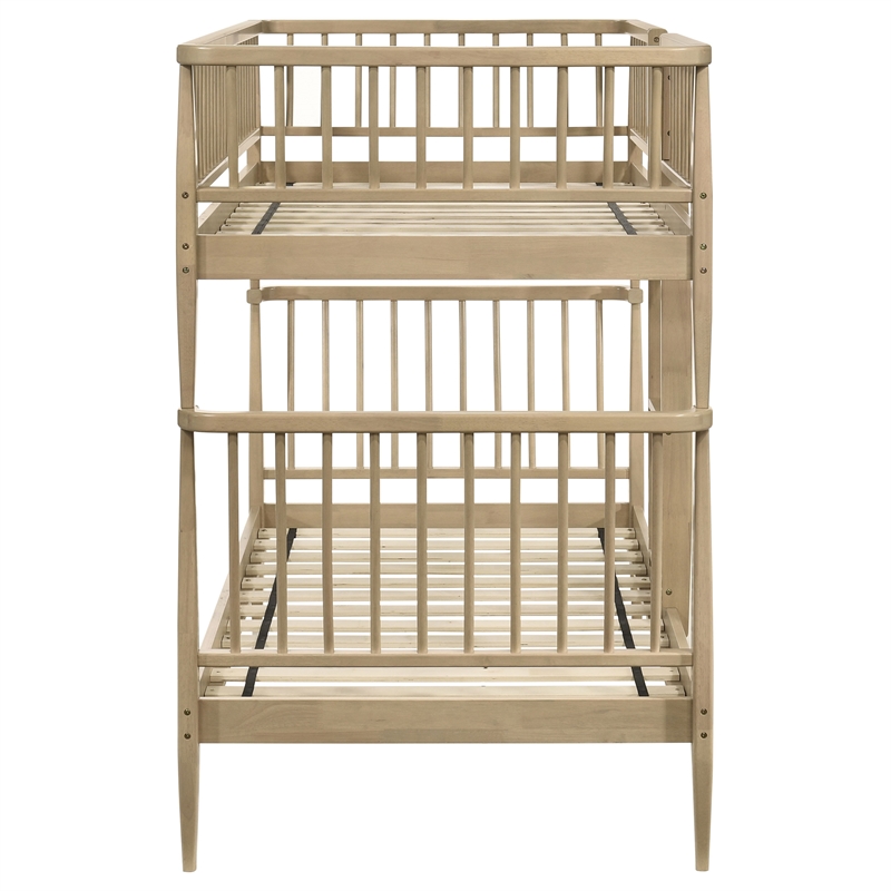 Coaster Abram Windsor Twin over Twin Wood Bunk Bed with Ladder in Almond