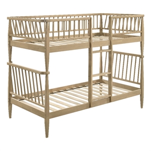 Coaster Abram Windsor Twin over Twin Wood Bunk Bed with Ladder in Almond