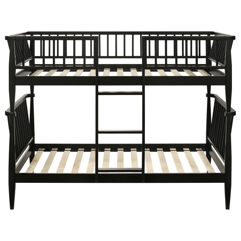 Coaster Abram Windsor Twin over Twin Wood Bunk Bed with Ladder in Black