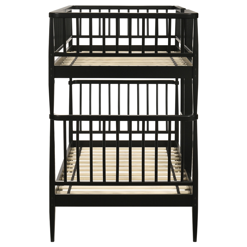Coaster Abram Windsor Twin over Twin Wood Bunk Bed with Ladder in Black