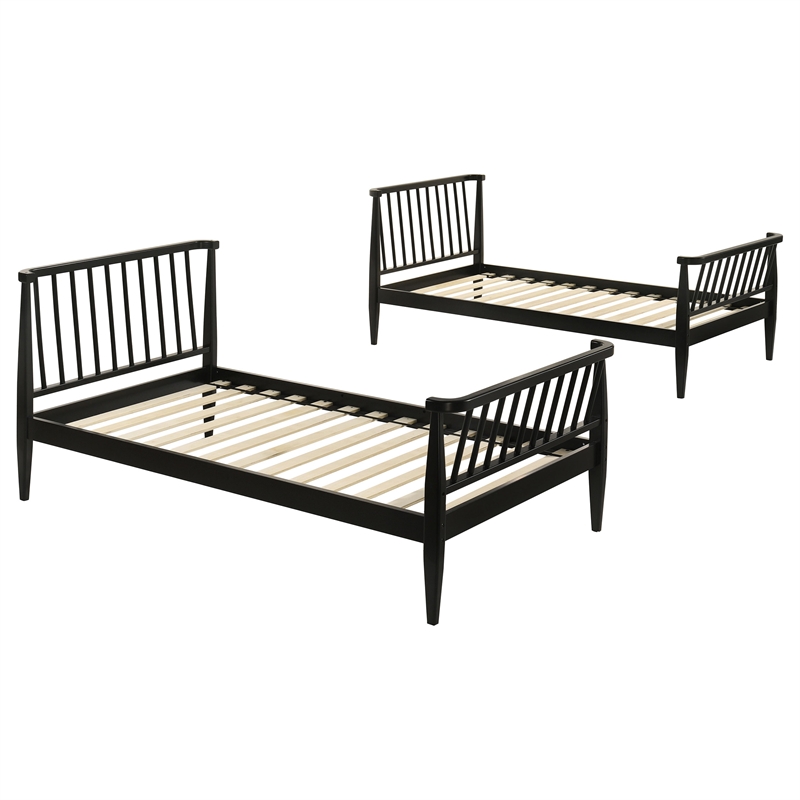 Coaster Abram Windsor Twin over Twin Wood Bunk Bed with Ladder in Black
