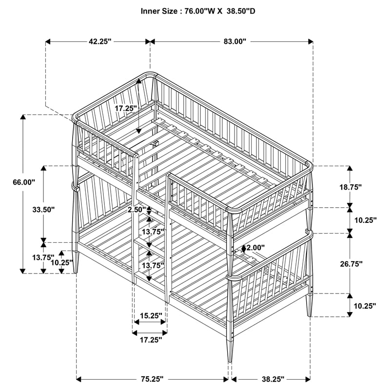 Coaster Abram Windsor Twin over Twin Wood Bunk Bed with Ladder in Black