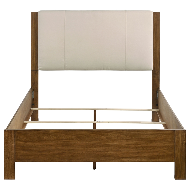 Coaster Adderley Transitional Queen Wood Panel Bed in Cream/Warm Brown