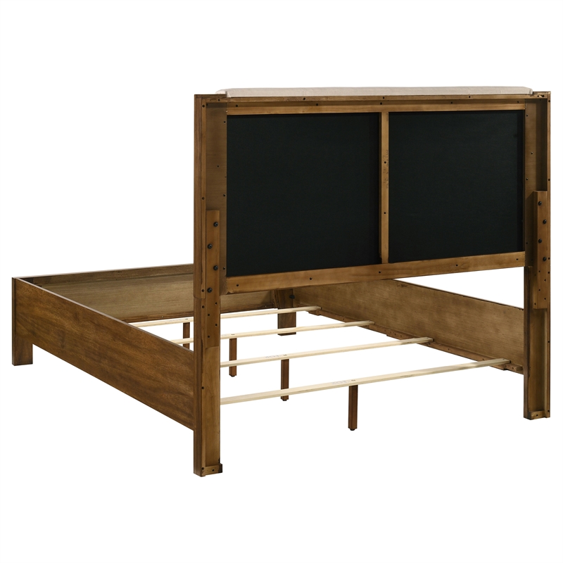 Coaster Adderley Transitional Queen Wood Panel Bed in Cream/Warm Brown