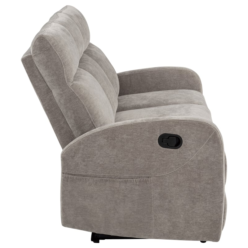 Coaster Hamilton Chenille Upholstered Manual Reclining Sofa in Sand