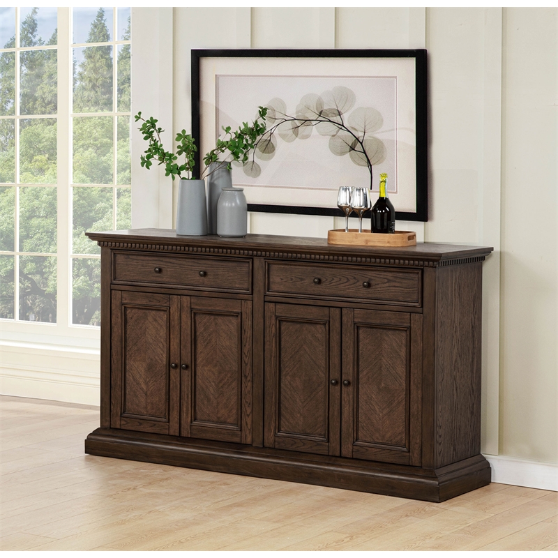 Coaster Ridgewell 2-Drawer 4-Door Traditional Wood Dining Server in Dark Oak