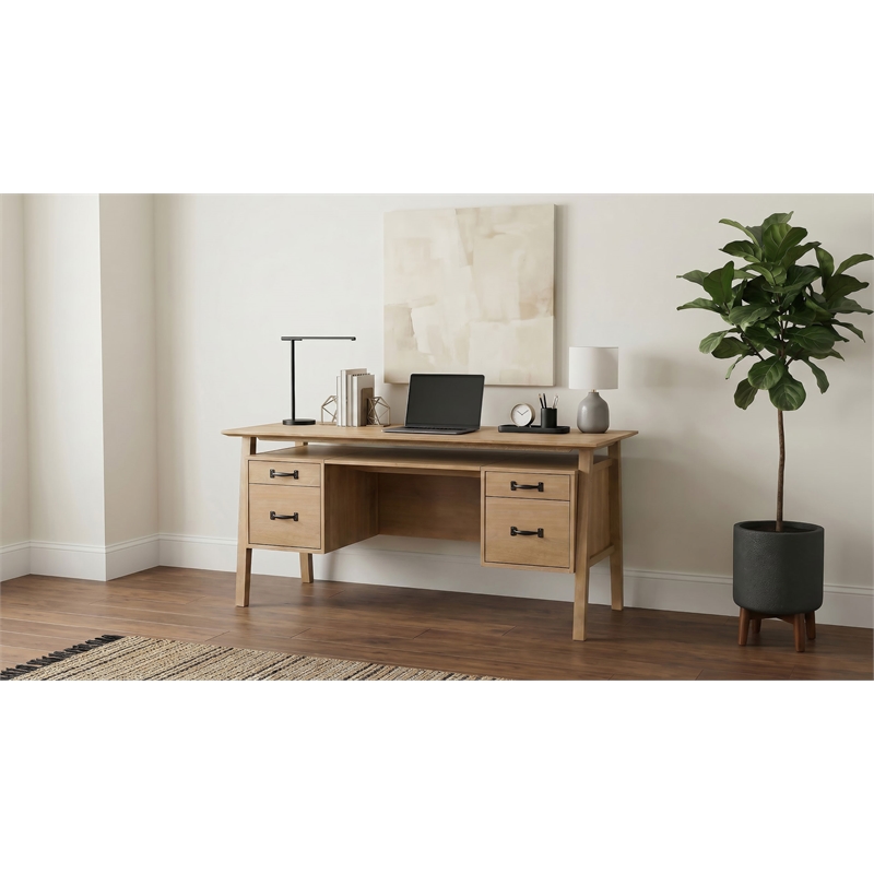 Coaster Goodson 64-inch 4-Drawer Wood Computer Desk in Distressed Light Brown