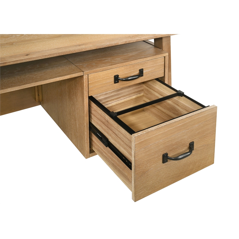 Coaster Goodson 64-inch 4-Drawer Wood Computer Desk in Distressed Light Brown