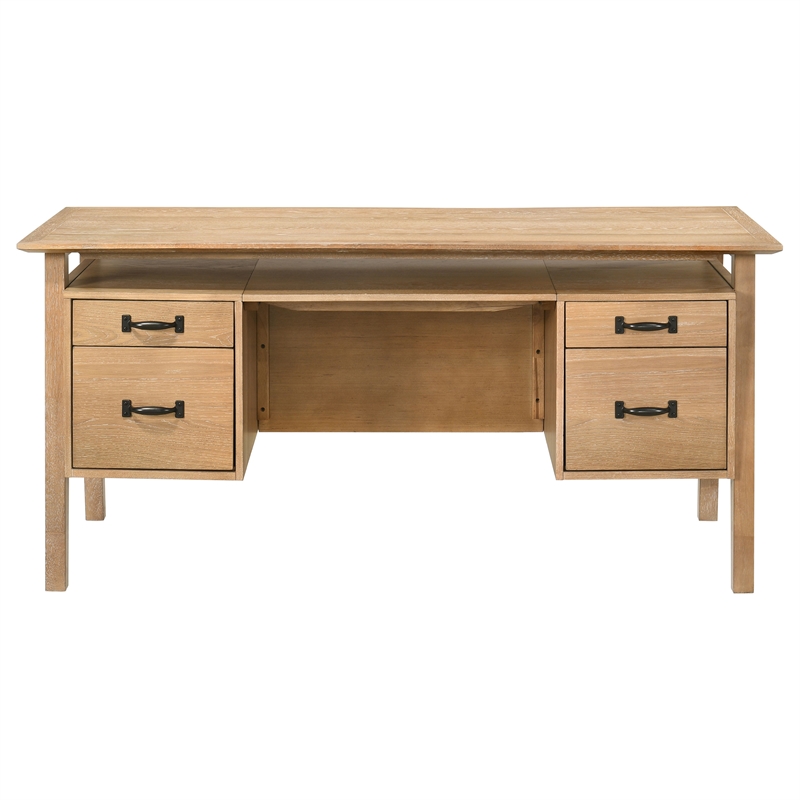 Coaster Goodson 64-inch 4-Drawer Wood Computer Desk in Distressed Light Brown
