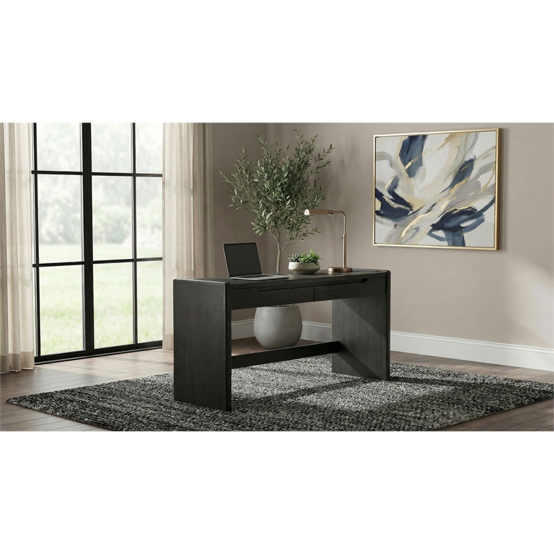 Coaster Leandro 2-Drawer Contemporary Wood Writing Desk in Burnished Black