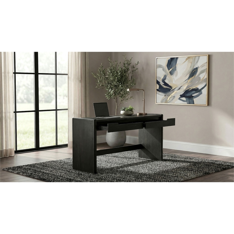 Coaster Leandro 2-Drawer Contemporary Wood Writing Desk in Burnished Black