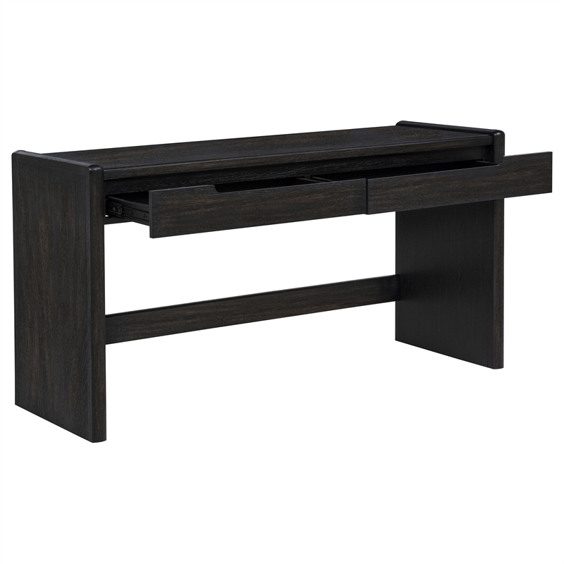 Coaster Leandro 2-Drawer Contemporary Wood Writing Desk in Burnished Black