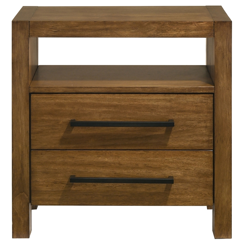 Coaster Adderley 2-Drawer Wood Nightstand Bedside Table in Warm Brown
