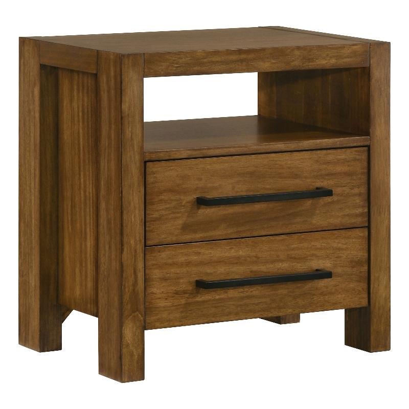 Coaster Adderley 2-Drawer Wood Nightstand Bedside Table in Warm Brown