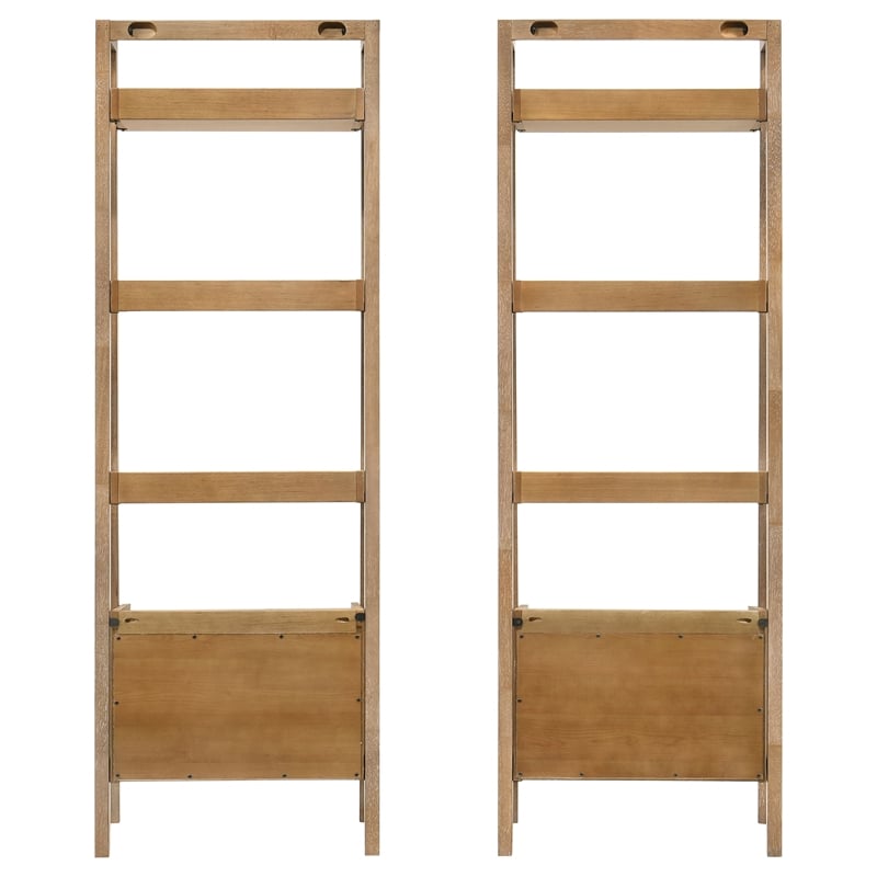 Coaster Fabian 2-Piece Wood Bookshelf with Drawer in Distressed Light Brown