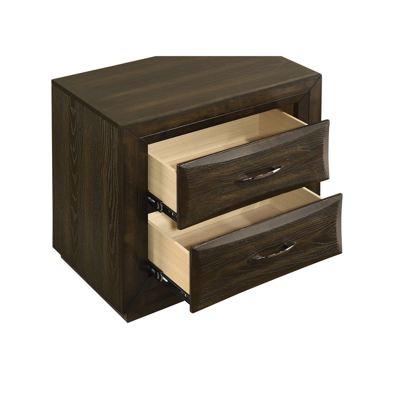 Coaster Atlas 2-Drawer Transitional Wood Nightstand Bedside Table in Dark Oak