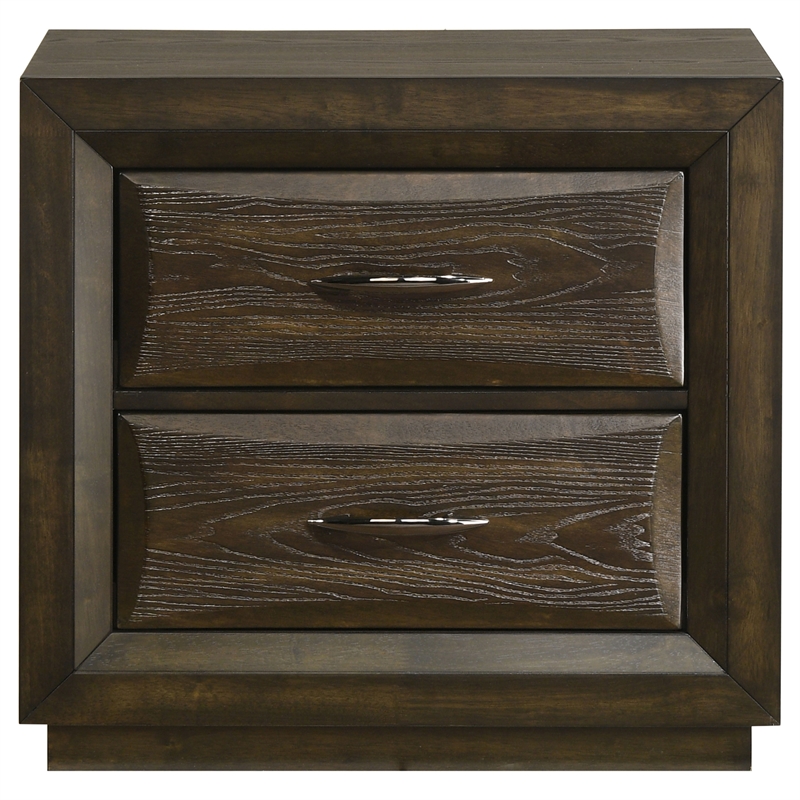 Coaster Atlas 2-Drawer Transitional Wood Nightstand Bedside Table in Dark Oak