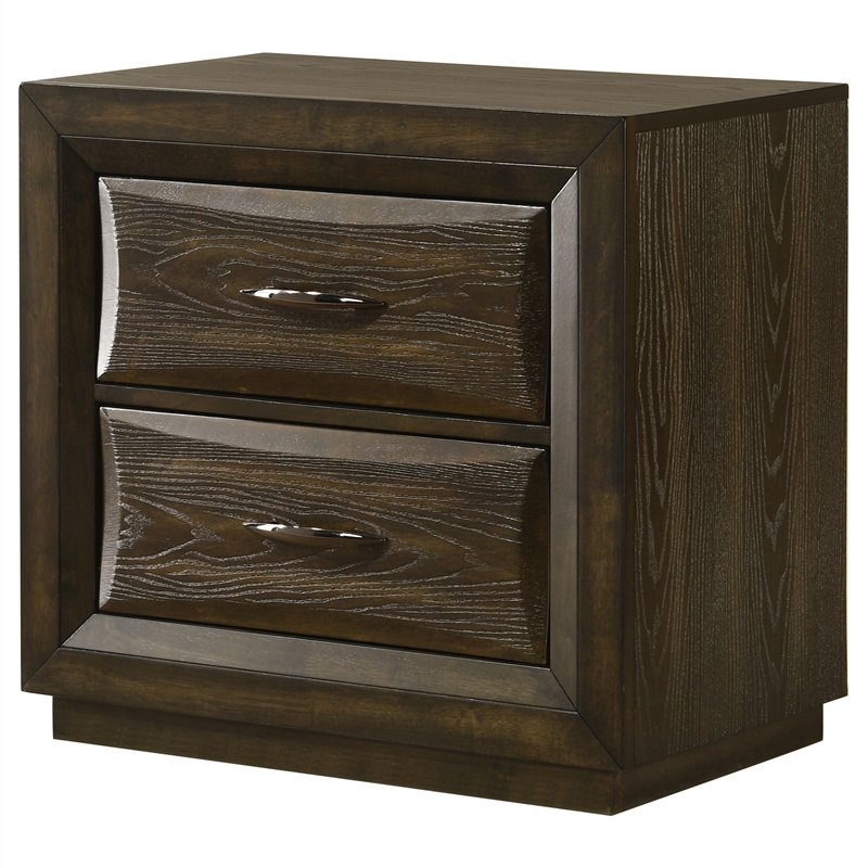 Coaster Atlas 2-Drawer Transitional Wood Nightstand Bedside Table in Dark Oak
