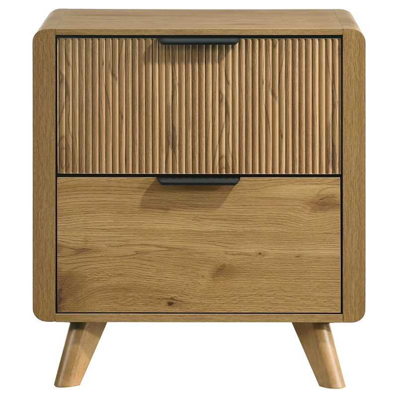 Coaster Bennett 2-Drawer Mid-Century Wood Nightstand Bedside Table in Light Oak