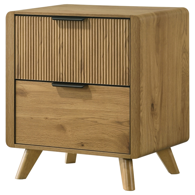 Coaster Bennett 2-Drawer Mid-Century Wood Nightstand Bedside Table in Light Oak